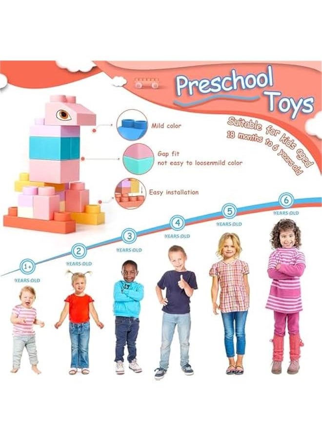 HOOKOR Soft Building Block Sets for Kids Aged 18 months to 6 years old.Top STEM Building Blocks for preschool.Large Construction Block Toys for Toddler to Improve Imagination、Creativity、Hands-on Ability  - Image 5