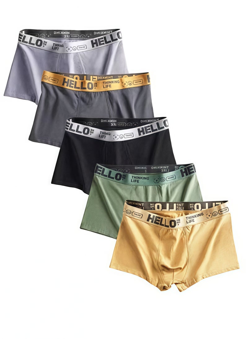 Hello 5 Pack Men’s Sort Boxer Briefs & Trunks,Breathable Stretch Cotton Moisture-Wicking Underwear,Modern Fit Low Rise  - Image 1