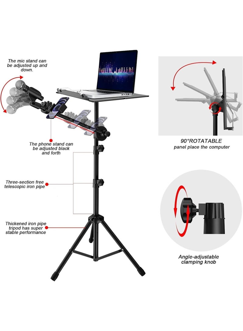 YOUWE7 حامل نوتة موسيقية YOUWE7، حامل نوتة موسيقية قابل للطي مع حامل ميكروفون قابل للفصل وحامل هاتف، محمول وخفيف الوزن مع حامل مشبك نوتة موسيقية وحقيبة حمل للأداء الموسيقي - Image 3