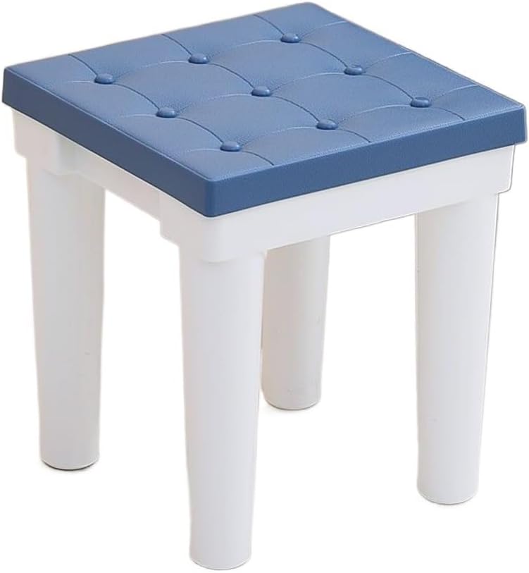 Square Small Shower Stool, Small Sitting Stool for Home Living Room Bathroom, Non-Slip Plastic Household Low Stool, Sturdy and Durable Shower Chair (Color : Blue, Size : 27 * 27 * 26cm) - Image 1
