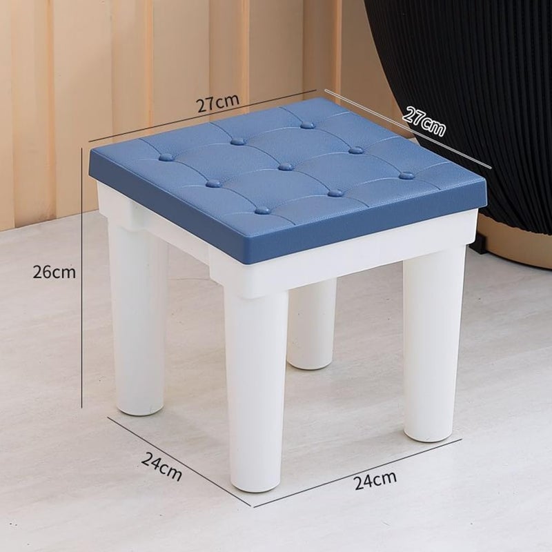 Square Small Shower Stool, Small Sitting Stool for Home Living Room Bathroom, Non-Slip Plastic Household Low Stool, Sturdy and Durable Shower Chair (Color : Blue, Size : 27 * 27 * 26cm) - Image 2