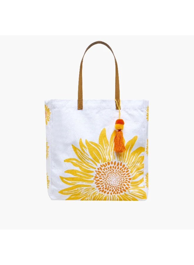 Lifestyle Tote Bag-Sunflower Print- (Canvas / India) Multicolour \ 15X14