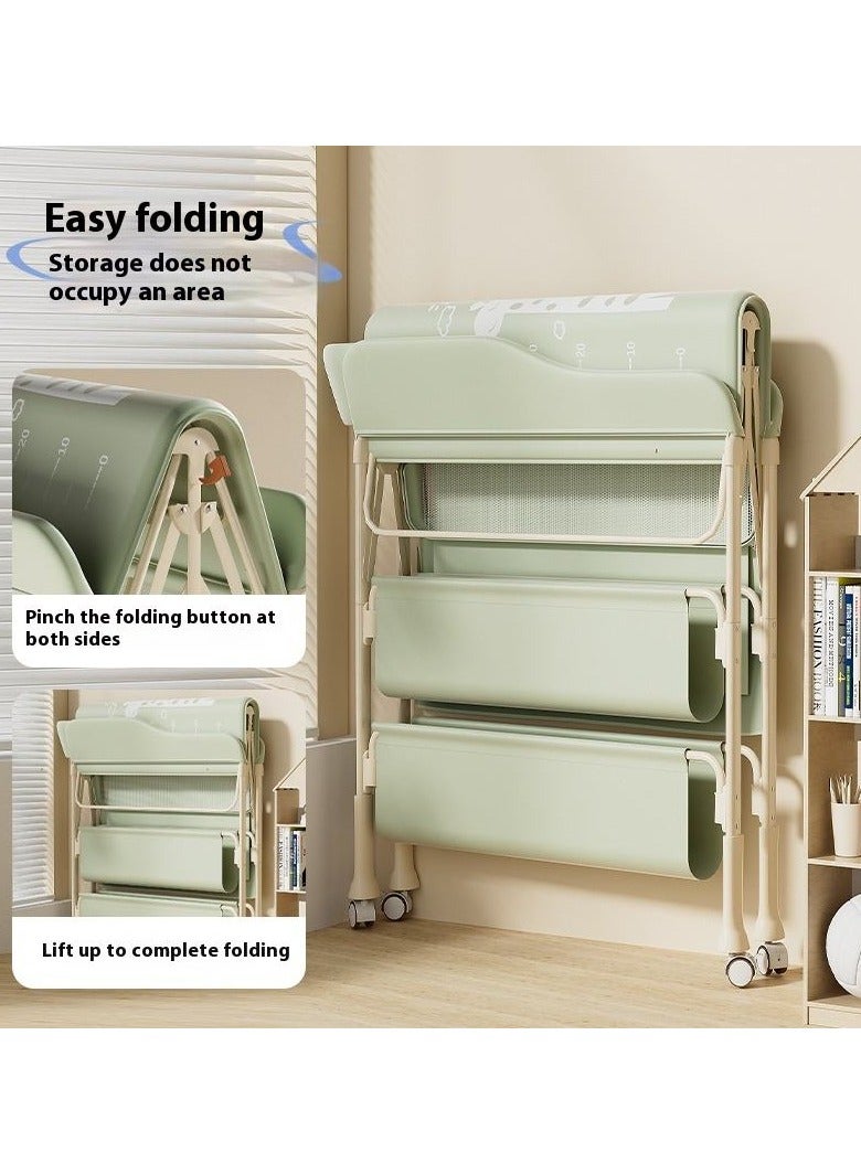 WALALLA Portable Baby Changing Table with Storage Adjustable Height Diaper Station, Waterproof Pad, Large Capacity Organizer, Foldable Newborn Bath Massage Changing Table for Nursery & Bedroom,Green - Image 3