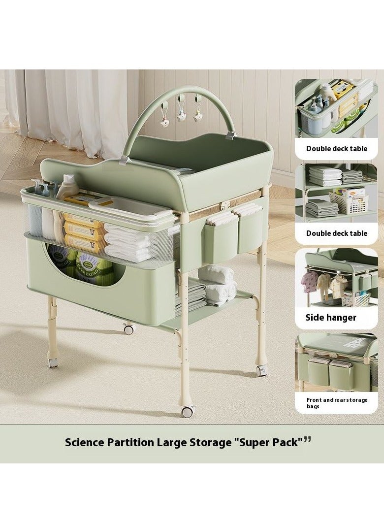 WALALLA Portable Baby Changing Table with Storage Adjustable Height Diaper Station, Waterproof Pad, Large Capacity Organizer, Foldable Newborn Bath Massage Changing Table for Nursery & Bedroom,Green - Image 5