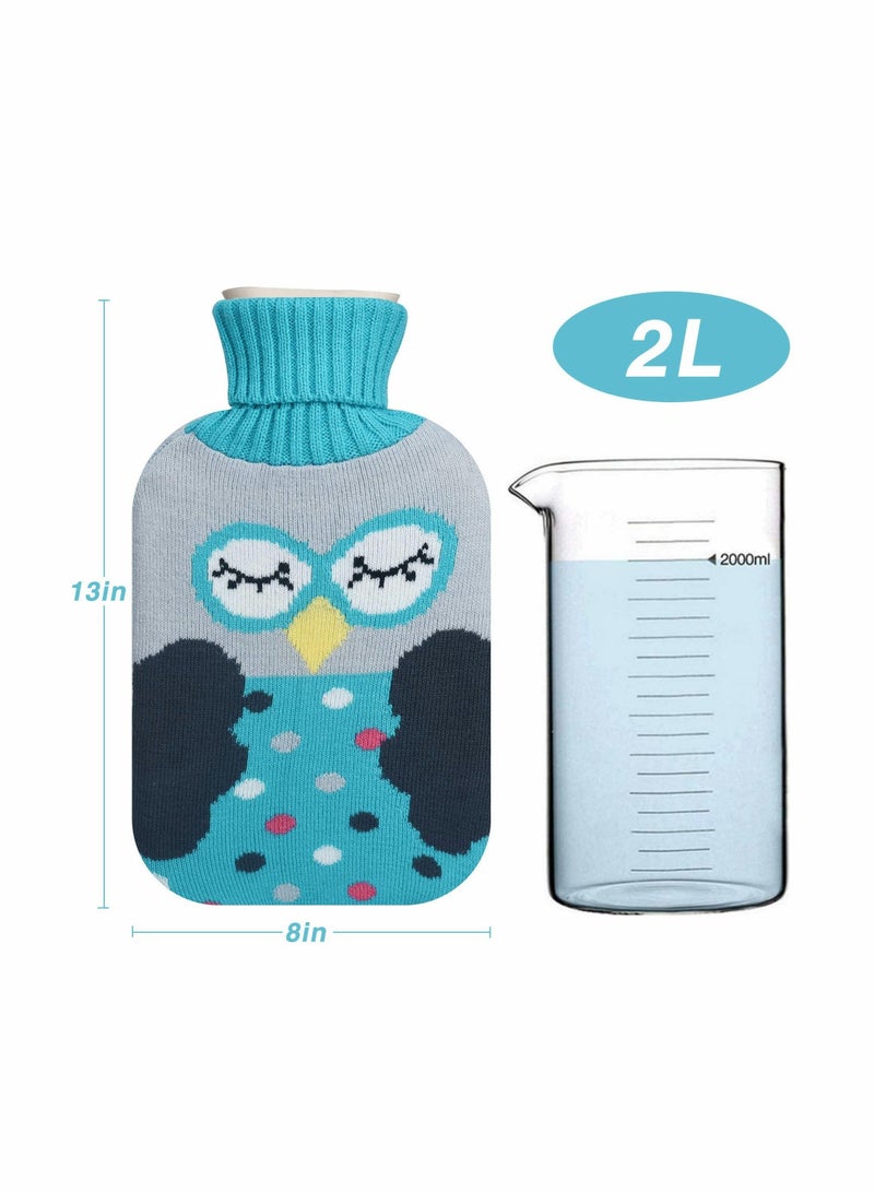 SYOSI 2L Hot Water Bottles with Removable Knitted Cover Washable Comfortable Natural Rubber Warm Bag for Neck Shoulders Back Legs Waist - Image 5
