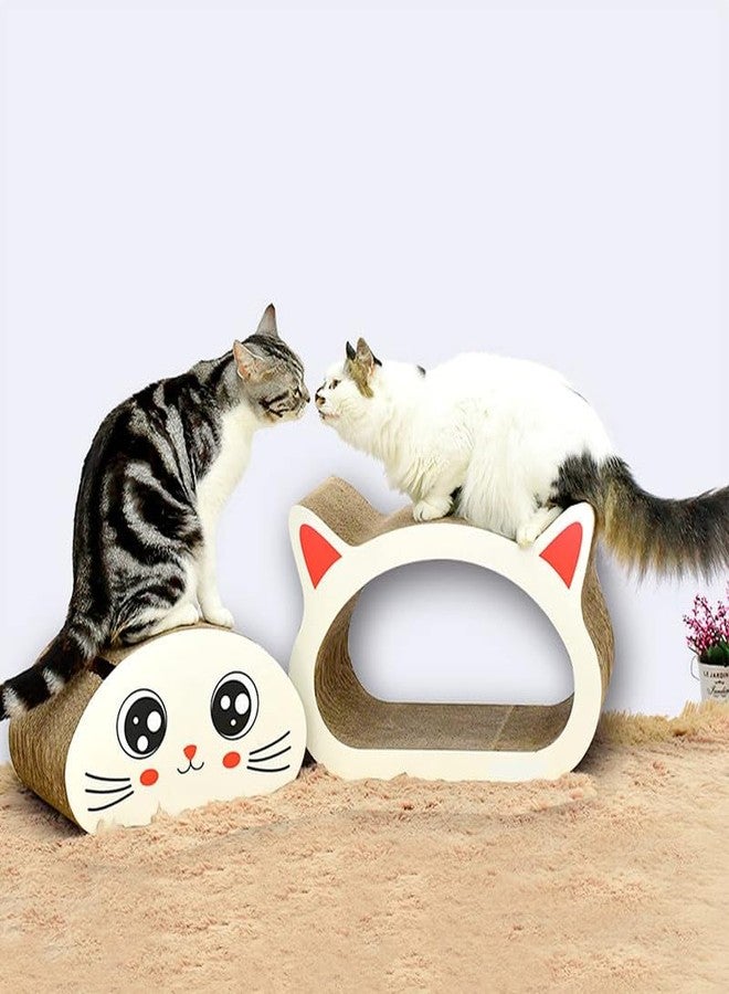 BohoBark Cat Scratcher Cardboard 2 in 1 Reversible Scratching Pad Recyclable Corrugated Scratch Toy with Cat-Head Shape Cat Scratch Lounge for Furniture Protection (Multicolor) - Image 5