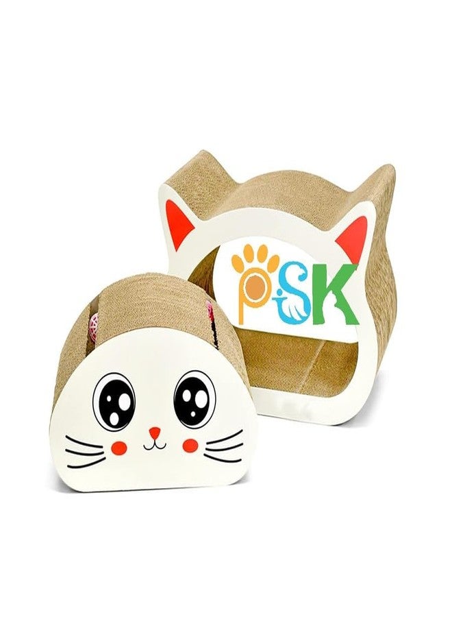 BohoBark Cat Scratcher Cardboard 2 in 1 Reversible Scratching Pad Recyclable Corrugated Scratch Toy with Cat-Head Shape Cat Scratch Lounge for Furniture Protection (Multicolor) - Image 1