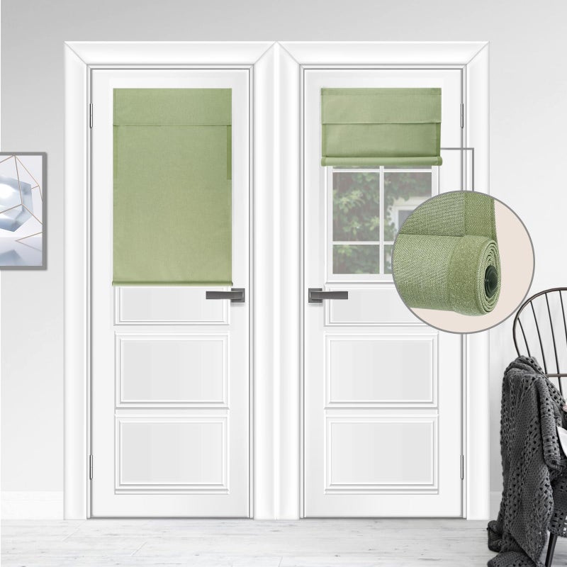 Wdfour Triple Layers UV Protect 100 ٪ Light Block Multi-Use No No Love Easy Surtains Surtains Door Door Tructable Window Roller Blind لأجنحة المكاتب والمنزل (26WX42L MATCHA 1 قطعة) - Image 1