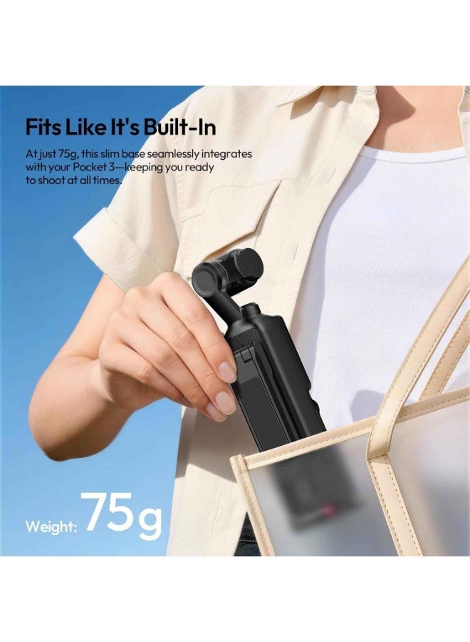 حامل ثلاثي للكاميرا متوافق مع DJI OSMO Pocket 3/4/4 Pro/Luna، يتميز بآلية فك سريع وقاعدة تثبيت مقاس 1/4 بوصة، وعصا سيلفي مغناطيسية قابلة للطي تدعم معايير Uka وArca-Swiss، بالإضافة إلى حامل بخطاف (Mantis Hook) لتصوير الفيديو المكتبي. - Image 5