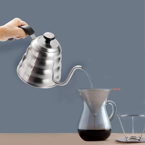 Bridge2shopping Gooseneck Pour Over Coffee Kettle with Built-in Thermometer, Stainless Steel Base for All Stovetops 40 floz/1200ml - Image 3