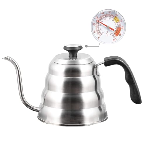 Bridge2shopping Gooseneck Pour Over Coffee Kettle with Built-in Thermometer, Stainless Steel Base for All Stovetops 40 floz/1200ml - Image 1