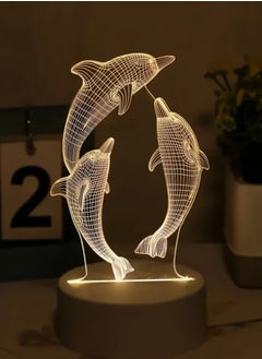 3D dolphin LED lamp . USB table lamp . night light for home decor . dolphin-shaped light . LED ambient light . no battery table lamp . decorative night lamp . ocean theme lighting . dolphin desk lamp . soft light for special occasions