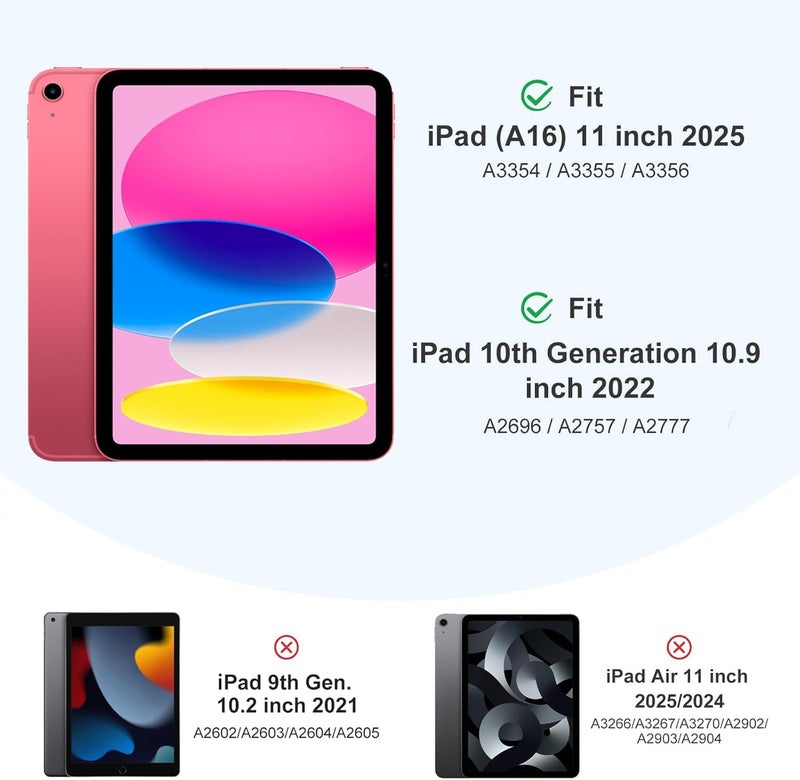 BluePeak آيباد (A16) الجيل الحادي عشر، آيباد 10.9 بوصة مع حامل قلم، غلاف واقي ذكي رقيق من TPU ناعم، حامل ثلاثي الطيات، استيقاظ/نوم تلقائي، أزرق سماوي - Image 2