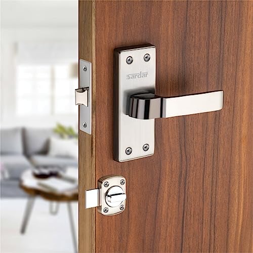 SARDAR NOVO 5" Iron Baby Latch| Bathroom Door Handle| Mortise Door Handle with Baby Latch| Keyless Handle Bathroom| Push to Close Latch (with Rotary Latch) - Image 1
