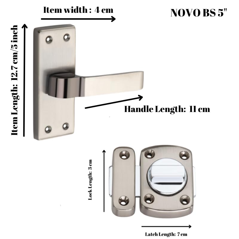 SARDAR NOVO 5" Iron Baby Latch| Bathroom Door Handle| Mortise Door Handle with Baby Latch| Keyless Handle Bathroom| Push to Close Latch (with Rotary Latch) - Image 2