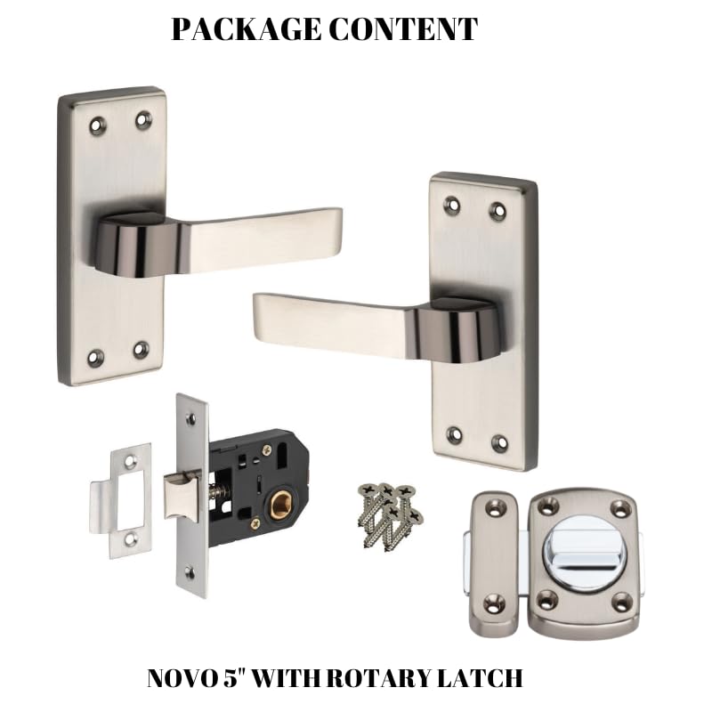 SARDAR NOVO 5" Iron Baby Latch| Bathroom Door Handle| Mortise Door Handle with Baby Latch| Keyless Handle Bathroom| Push to Close Latch (with Rotary Latch) - Image 3