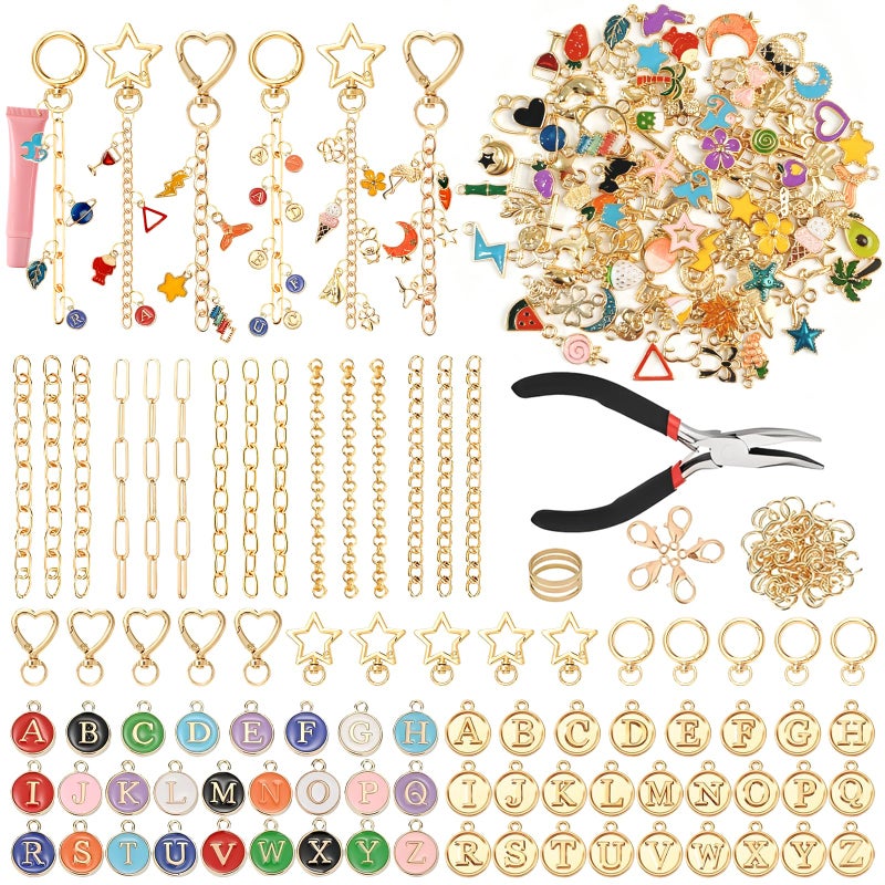 PPVWEY 287 PCS Charms Lip Gloss Keychain Making Kit for Women, DIY Craft Supplies with Charms, Key Chain Hooks, Jump Rings, Lobster Clasps, Chains & Tools, Keychains Making Supplies for DIY Crafting - Image 1