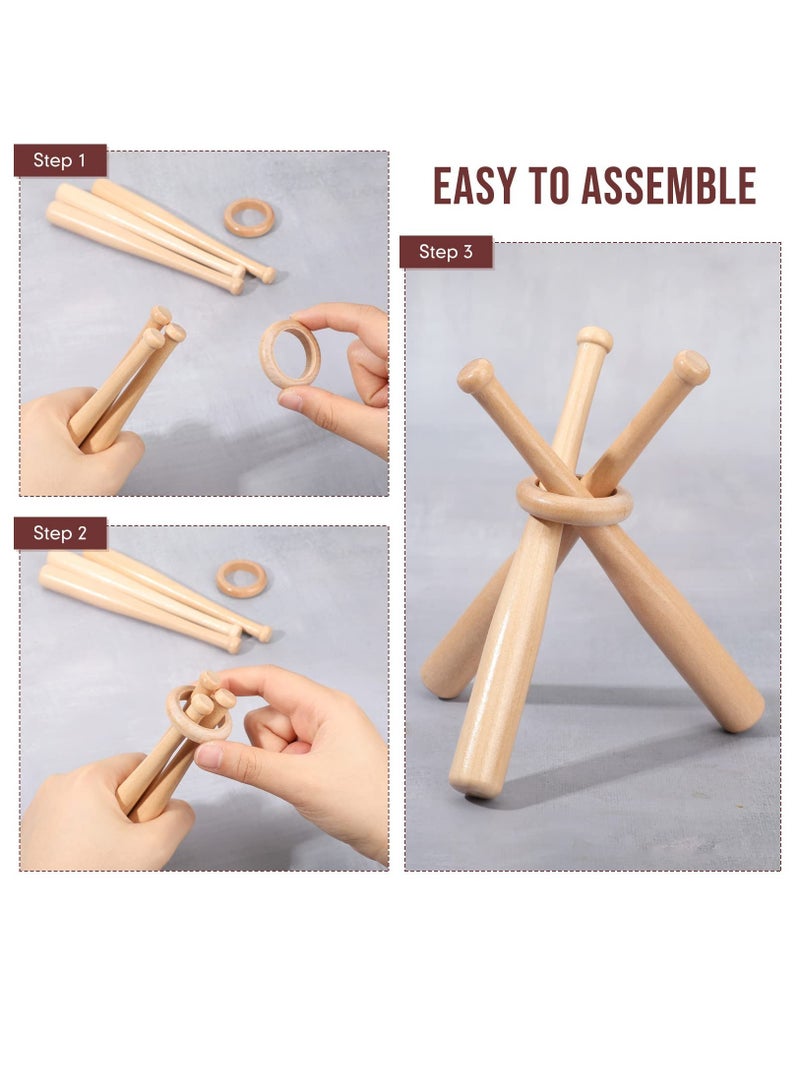 SOLARAE Baseball Stand, Baseball Holders for Balls Display Wooden Baseball Bat Display Stand Holder Display Baseball Centerpieces for Tables for Kids and Sports Lover - Image 5