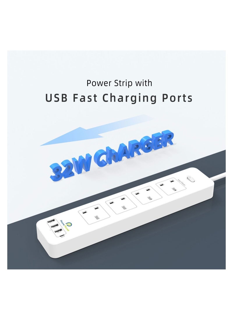 Phone Planet - Power Extension With Master Switch 3 Meter 4 Sockets 3 USB 3250W - Image 1