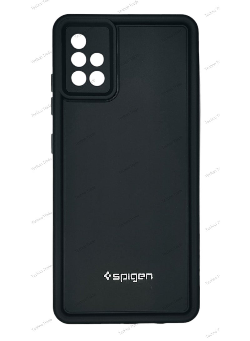 سبايجن جراب سيليكون و حامي للكاميرا لهاتف Samsung Galaxy A51 - أسود