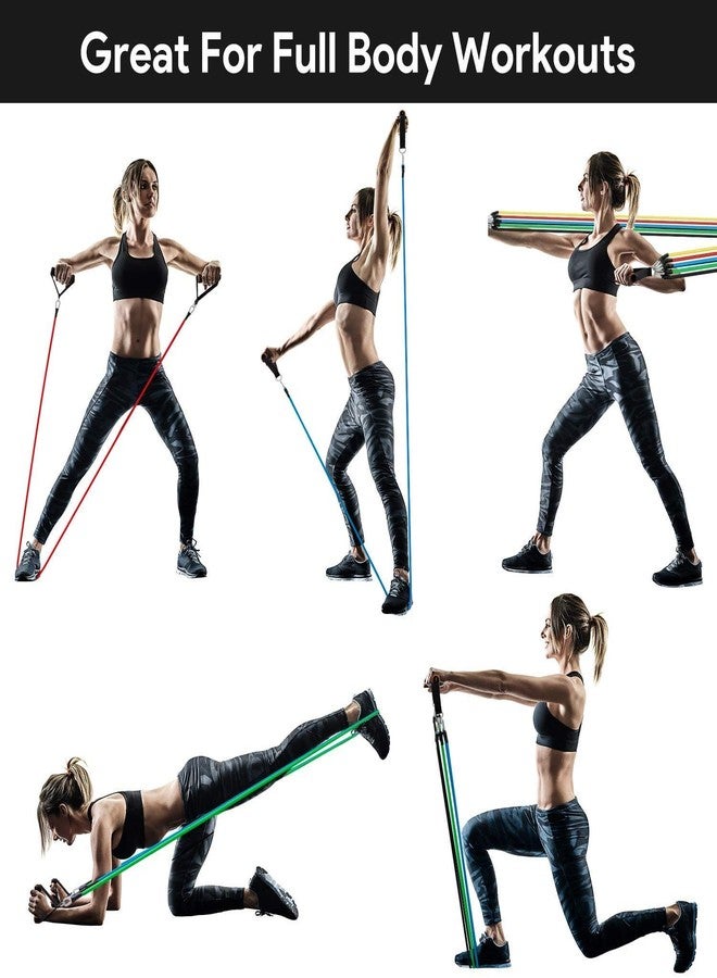 Rexmon 1 Set of 11 Pieces Fitness Equipment Resistance Bands Tube Workout Exercise Yoga Gym Stretch Pull Rope Rubber Expander Elastic Bands Fitness with Bag - Image 5