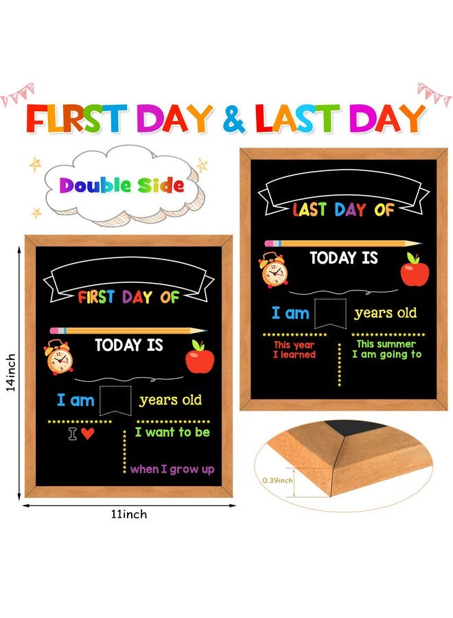 V-Opitos First & Last Day Of School Board 11 X 14 Inch Double Sided Back To School Chalkboard With Frame Reusable Wooden 1St Day Of Preschool/Kindergarten Sign For Kids/Girls/Boys - Image 2