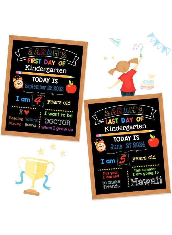 V-Opitos First & Last Day Of School Board 11 X 14 Inch Double Sided Back To School Chalkboard With Frame Reusable Wooden 1St Day Of Preschool/Kindergarten Sign For Kids/Girls/Boys - Image 3