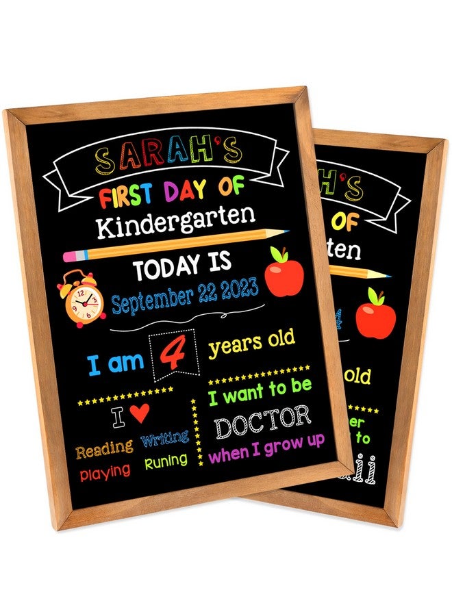V-Opitos First & Last Day Of School Board 11 X 14 Inch Double Sided Back To School Chalkboard With Frame Reusable Wooden 1St Day Of Preschool/Kindergarten Sign For Kids/Girls/Boys - Image 1