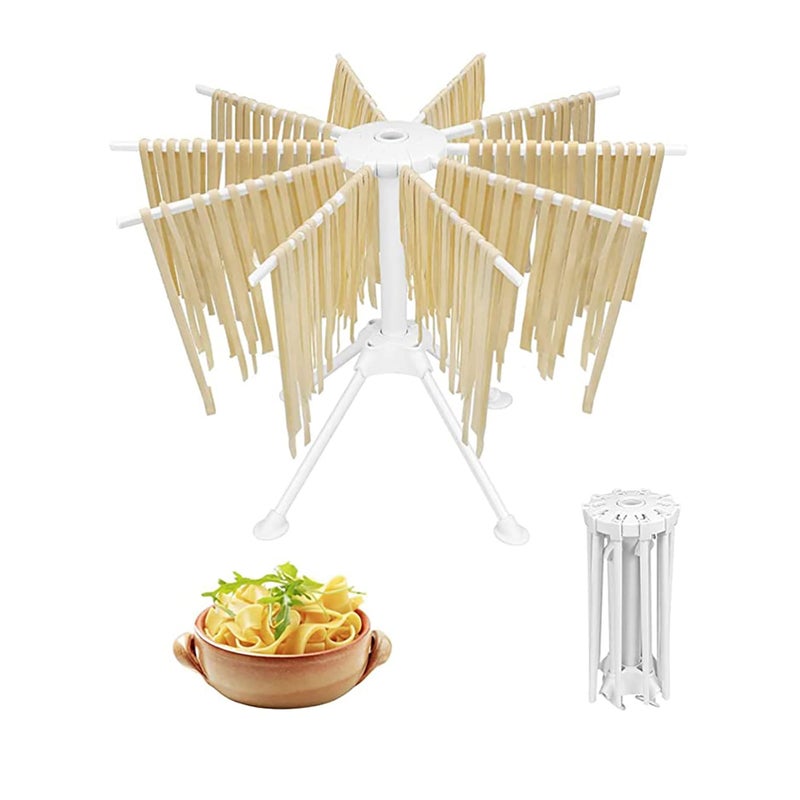 Barakah Collapsible Pasta Drying Rack, with Pasta Cutter Plastic Household Noodle Stand with 10 Bar Handles Spaghetti Drying Rack - Image 1