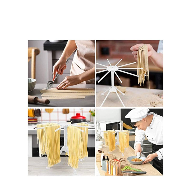 Barakah Collapsible Pasta Drying Rack, with Pasta Cutter Plastic Household Noodle Stand with 10 Bar Handles Spaghetti Drying Rack - Image 4