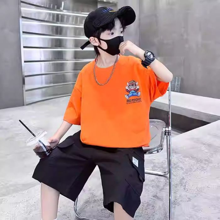 100% Cotton Children'S Wear Boys Summer T-Shirt New Style Stylish Handsome Fashionable Mid-Big Kids Summer Boys Short-Sleeve T-Shirt - Image 1