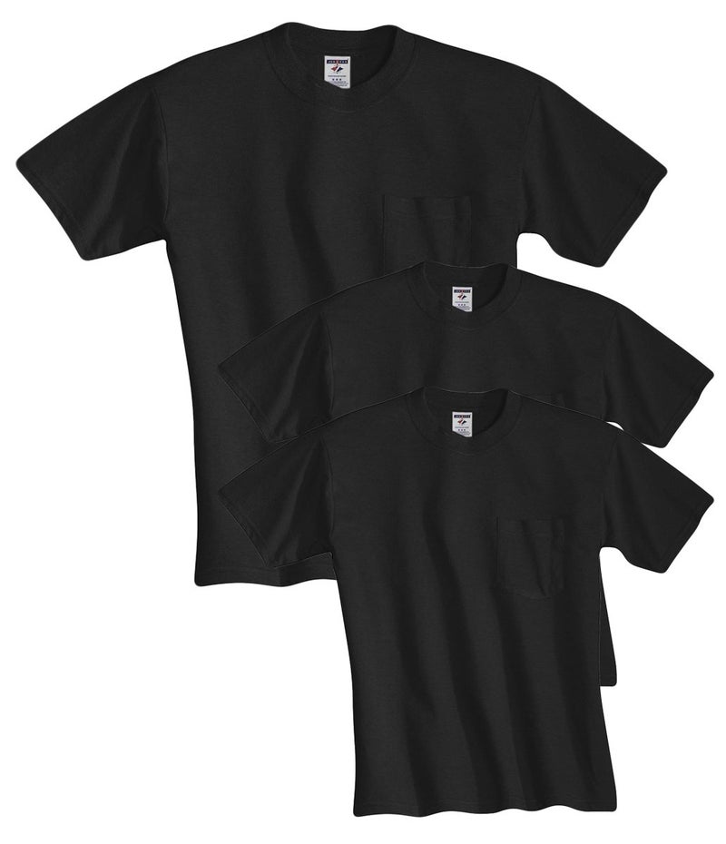 Jerzees Men's Dri-Power Short Sleeve T-Shirt (Pocket & No, Pocket-3 Pack-Black, Large - Image 4