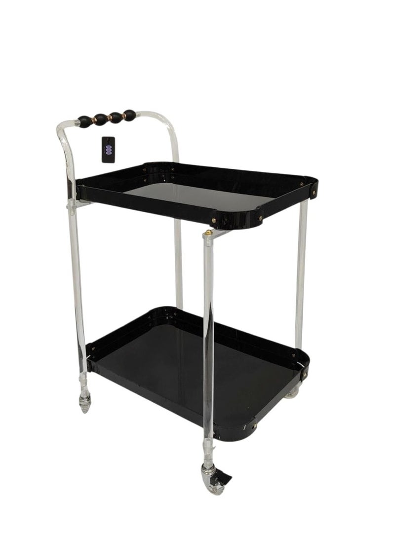 AL KHALDIYA 2-tier serving table with wheels for mobility for an elegant and ideal home, suitable for serving
