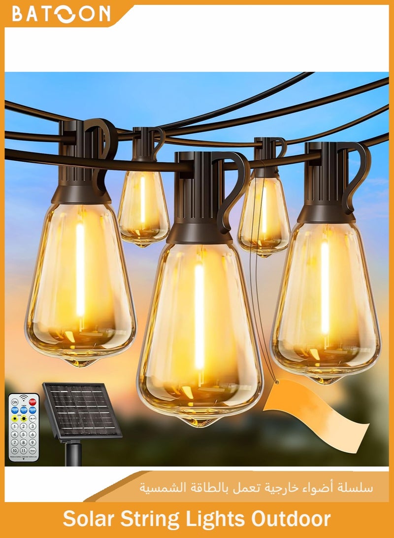 باتون أضواء خارجية تعمل بالطاقة الشمسية، مصابيح ST38، أضواء خرافية، 10 أمتار، 15 مصباح LED، أضواء خرافية للحديقة مع جهاز تحكم عن بعد، مسافة إضاءة 40 سم - أضواء خيطية مقاومة للماء IP65 بيضاء دافئة، أضواء زخرفية للعطلات في الحديقة - Image 1
