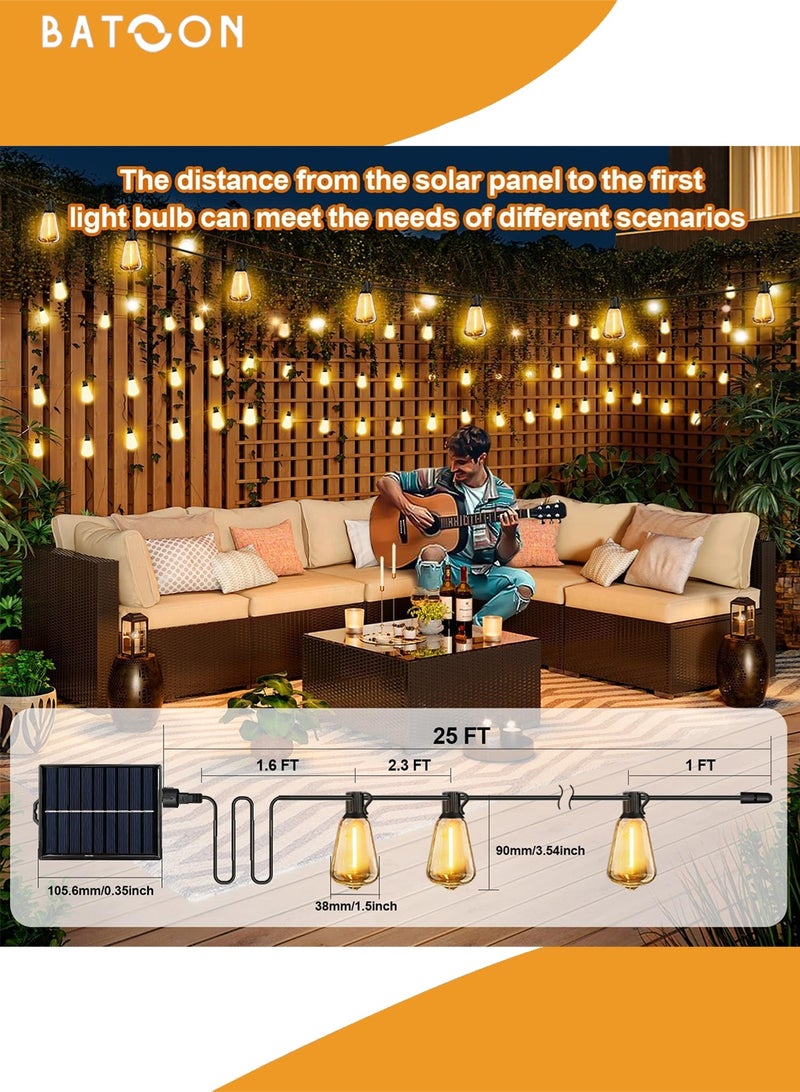 باتون أضواء خارجية تعمل بالطاقة الشمسية، مصابيح ST38، أضواء خرافية، 10 أمتار، 15 مصباح LED، أضواء خرافية للحديقة مع جهاز تحكم عن بعد، مسافة إضاءة 40 سم - أضواء خيطية مقاومة للماء IP65 بيضاء دافئة، أضواء زخرفية للعطلات في الحديقة - Image 2