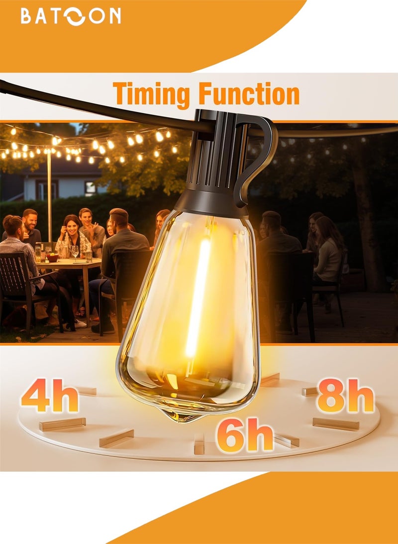 باتون أضواء خارجية تعمل بالطاقة الشمسية، مصابيح ST38، أضواء خرافية، 10 أمتار، 15 مصباح LED، أضواء خرافية للحديقة مع جهاز تحكم عن بعد، مسافة إضاءة 40 سم - أضواء خيطية مقاومة للماء IP65 بيضاء دافئة، أضواء زخرفية للعطلات في الحديقة - Image 5