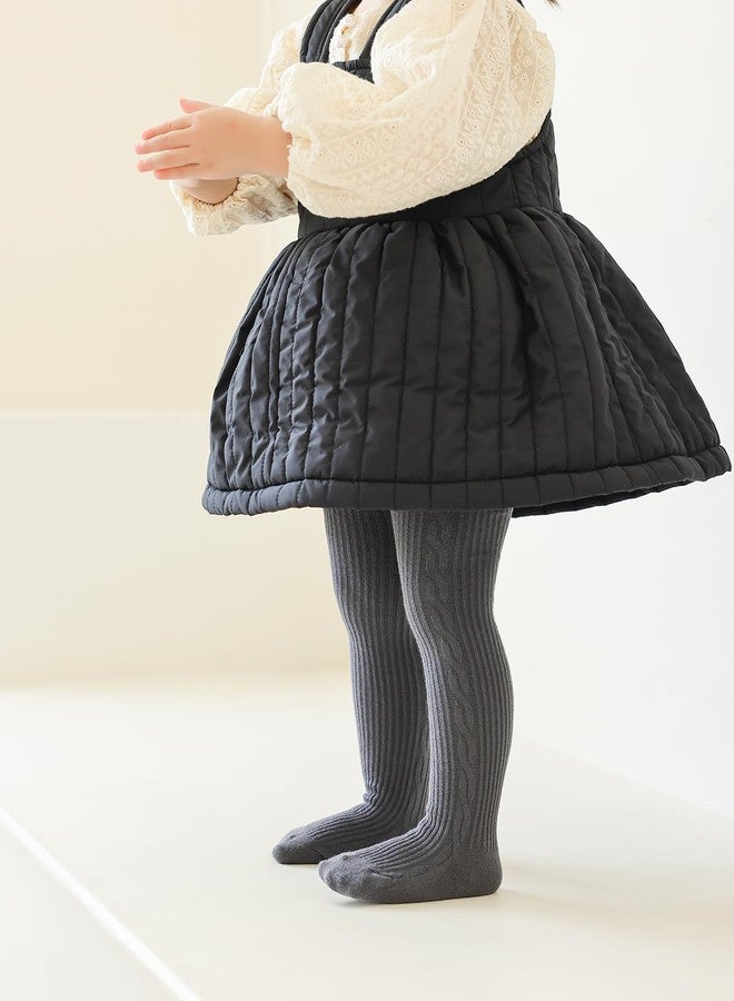 BINIDUCKLING Baby Cable Knit Tights 6-12 Months Dark Grey - Image 3