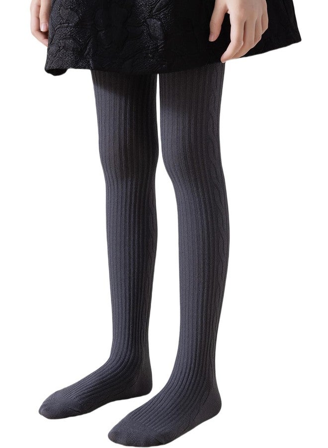 BINIDUCKLING Baby Cable Knit Tights 6-12 Months Dark Grey - Image 1