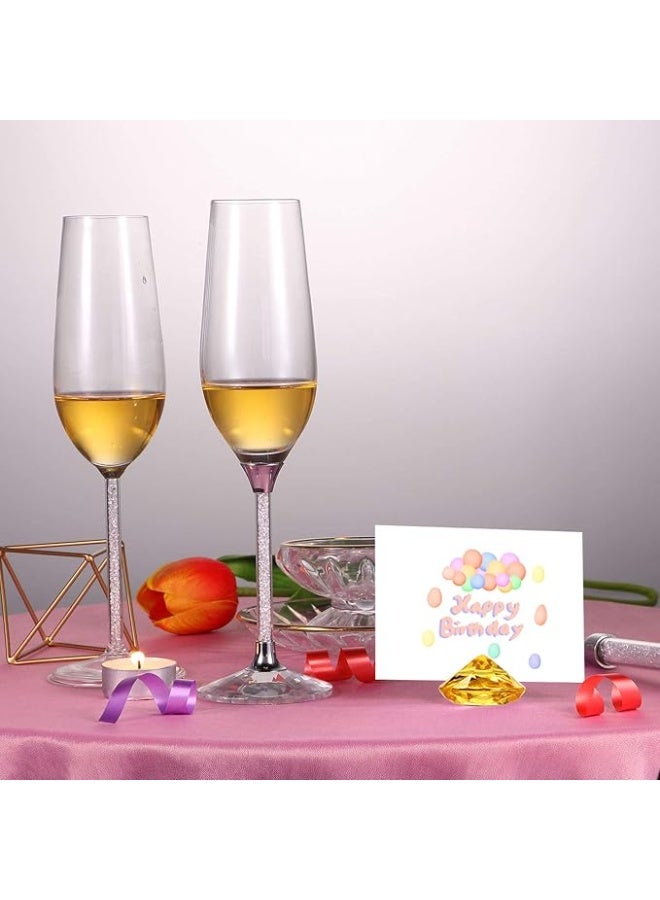 RIKA 15 Pack Diamond Place Card Holders Crystal Diamond Party Decorations Favor Acrylic Table Number Holder for Weddings Home Table(Gold) - Image 2