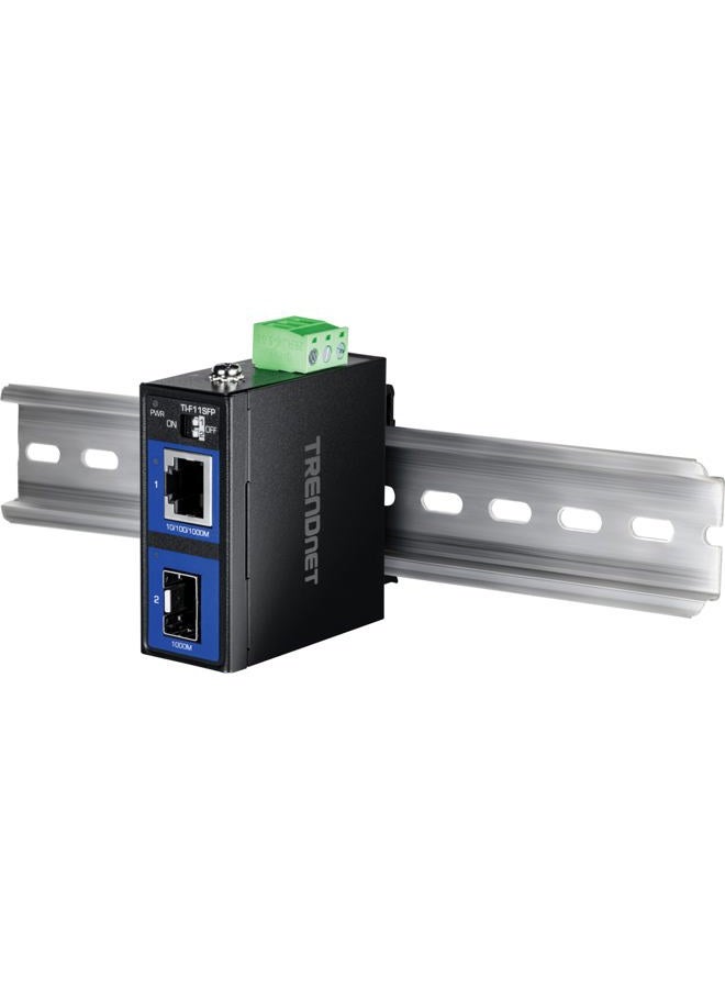 TRENDnet Hardened Industrial 100/1000 Base-T to SFP Media Converter, DIN-Rail/Wall Mount, Multi or Single Mode Fiber, Power Supply Sold Separately, TI-F11SFP, Black, Gigabit - Image 5