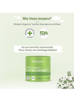 Sirona Sirona 100 % Organic Cotton Tampons for Heavy Flow - 18 tampons  - Image 4