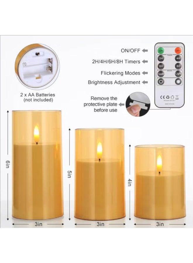 Led Flameless Candles Set, Battery Operated Real Pillar Wax Flickering Moving Wick Effect with Remote Control Cycling Timer - Image 4