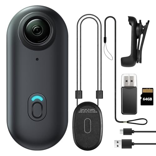 Meoilkolnm Mini Body Camera, Wearable Action Body Cam, Thumb Size Hands Free Recording Body Worn Camera, Premium Portable Camcorder Mount Anywhere for Pet Walking, Work, Travel (Black, 64GB)
