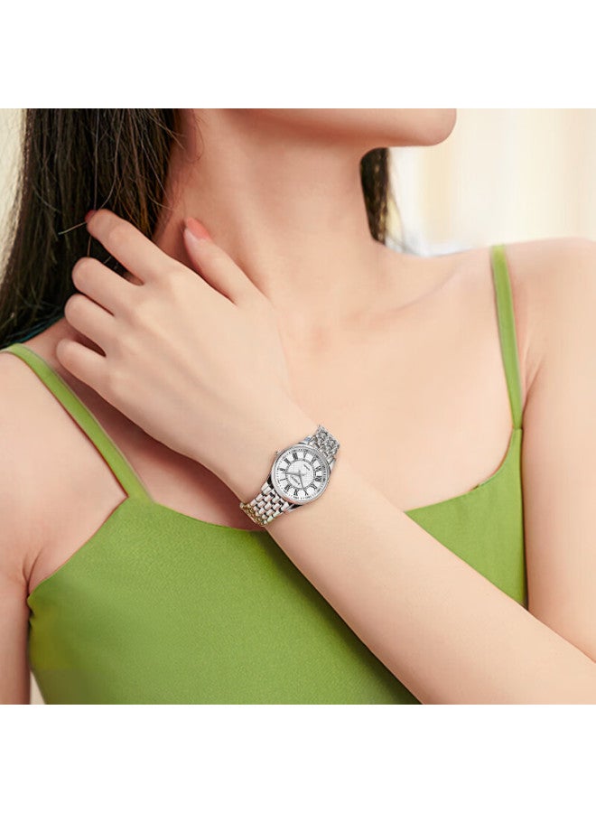 Rossini Women's Watch, 7th Anniversary Gift For Girlfriend, Business Small Dial Quartz Watch With Steel Strap And White Dial 6356 - Image 5