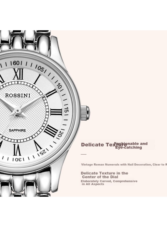 Rossini Women's Watch, 7th Anniversary Gift For Girlfriend, Business Small Dial Quartz Watch With Steel Strap And White Dial 6356 - Image 1