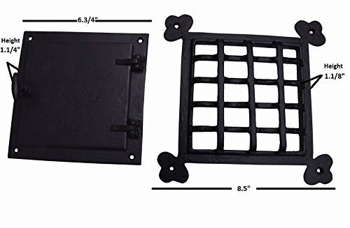 A29 Rectangular Bar Speakeasy Door Grill/Grille with Viewing Door, Cast Iron Decorative Grill for Doors, Windows and Gates, Black Powder Coat Finish, Screen Door Grill, 8.5 X 8.5 inches - Image 3