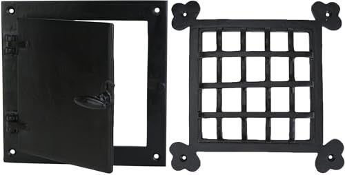 A29 Rectangular Bar Speakeasy Door Grill/Grille with Viewing Door, Cast Iron Decorative Grill for Doors, Windows and Gates, Black Powder Coat Finish, Screen Door Grill, 8.5 X 8.5 inches - Image 1