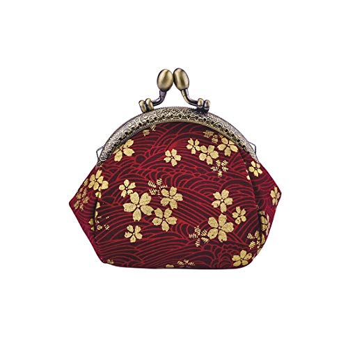 Oyachic Floral Coin Purse,Vintage Wallet,Canvas Clutch,Make Up Bag,Retro Handbag,Buckle Kiss Lock Change Pouch for Women - Image 1