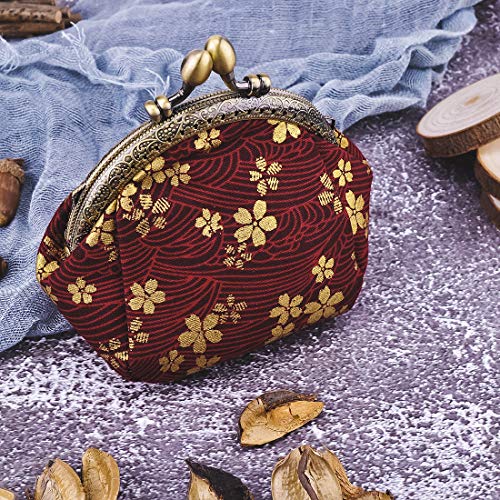 Oyachic Floral Coin Purse,Vintage Wallet,Canvas Clutch,Make Up Bag,Retro Handbag,Buckle Kiss Lock Change Pouch for Women - Image 2