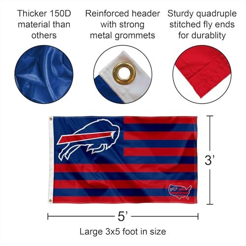 WinCraft Buffalo Bills USA American Nation Stripes 3x5 Grommet Flag - Image 3